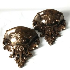 Homco 1978 Vintage goldtone pocket planters